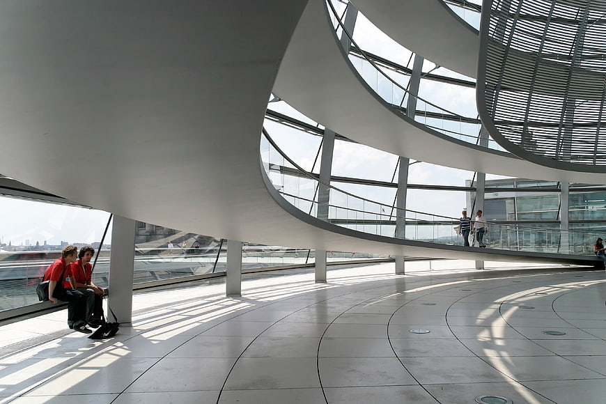 Interior of the Glass Dome at the Reichstag Building in Berlin