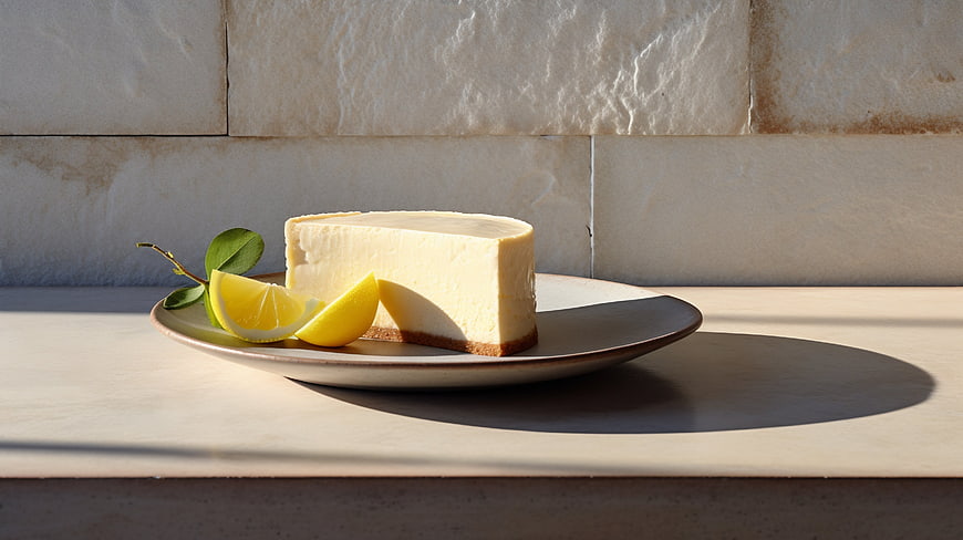 Creamy Lemon Cheesecake Slice with Fresh Garnish
