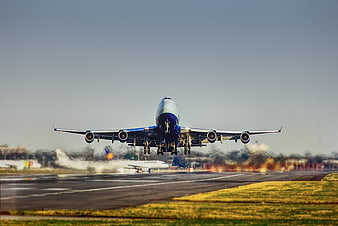 Boeing 747 Airplane Takeoff on Runway