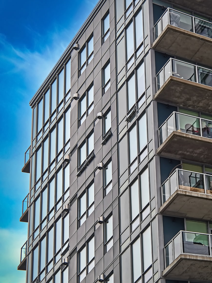 Modern Apartment Building Facade with Balconies