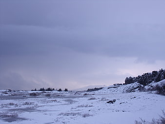 Snowy Winter Landscape in Thingvellir, Iceland