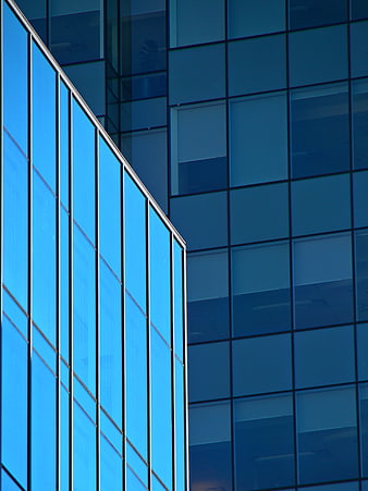 Modern Blue Glass Office Building Facade Architecture