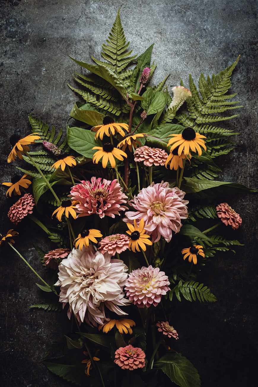 Rustic Floral Bouquet with Dahlias and Black-Eyed Susans