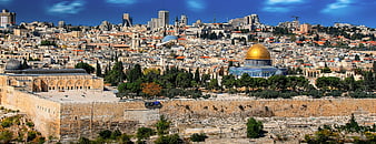 Panoramic View of Jerusalem Old City and Dome of the Rock