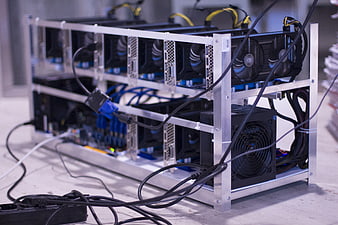 Custom Built Cryptocurrency Mining Rig with Multiple Graphics Cards