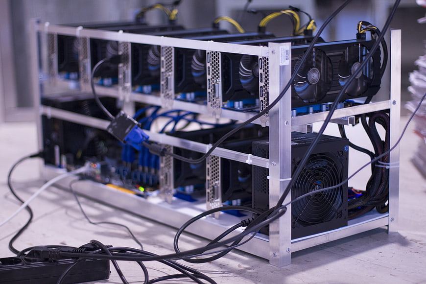 Custom Built Cryptocurrency Mining Rig with Multiple Graphics Cards