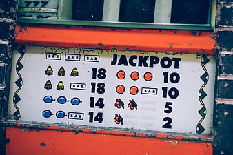 Vintage Slot Machine Jackpot Payout Chart Close-Up