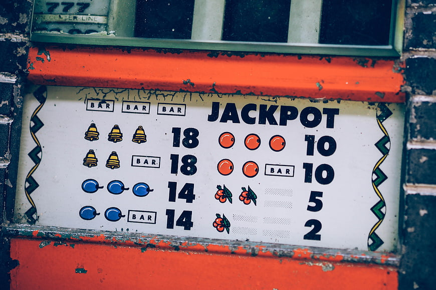 Vintage Slot Machine Jackpot Payout Chart Close-Up