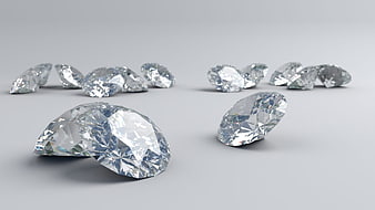 3D Rendered Diamonds on Gray Background