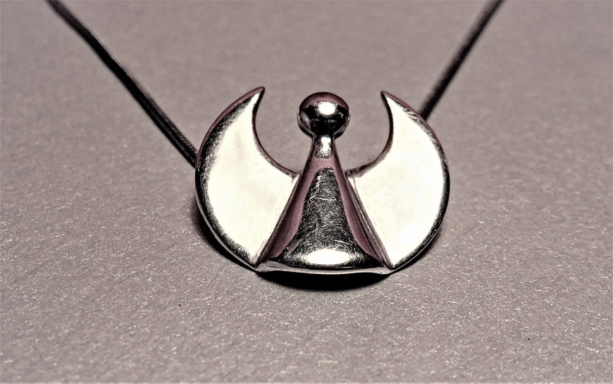 Silver Guardian Angel Pendant Necklace on Black Cord