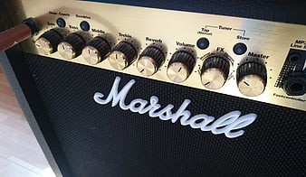 Close-up of Marshall Guitar Amplifier Control Panel