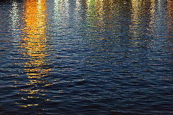 Golden Sunset Reflections on Rippling Water Surface