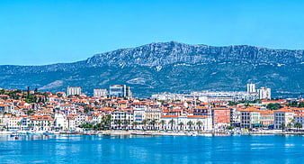 Split Croatia Coastal Cityscape With Mountains And Adriatic Sea