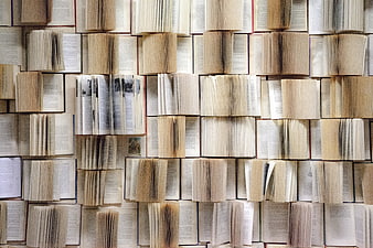 Wall of Open Vintage Books