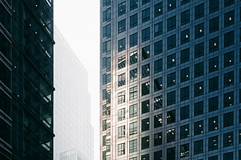 Modern Glass Skyscrapers with Blue Tinted Windows