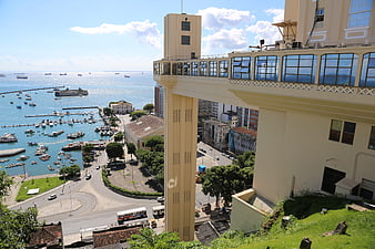 Elevador Lacerda and Salvador Harbor View in Bahia, Brazil