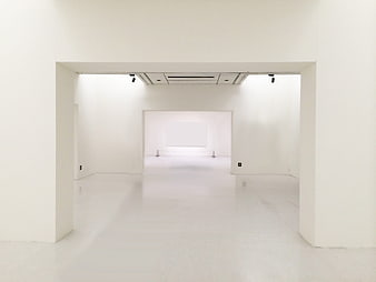 Minimalist White Gallery Interior With Symmetrical Perspective