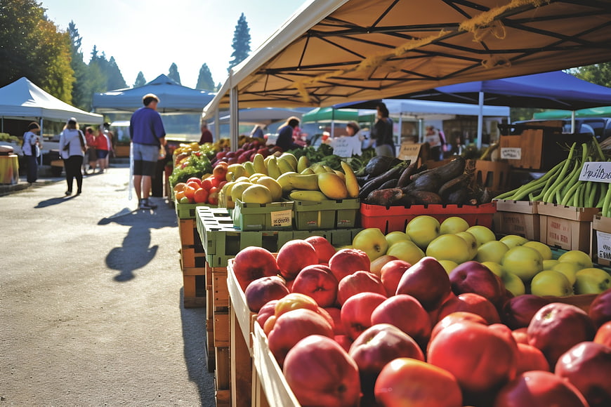 Fresh Produce at Outdoor Farmers Market Stall