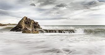 Dublin Ireland Coastal Rocks And Ocean Waves HDR Landscape