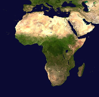 Satellite view of Africa continent with Sahara desert and oceans