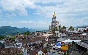 Cuetzalan Pueblo Magico Church and Rooftops in Puebla, Mexico