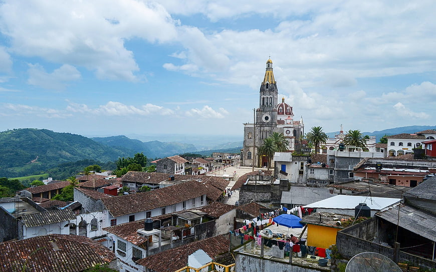 Cuetzalan Pueblo Magico Church and Rooftops in Puebla, Mexico