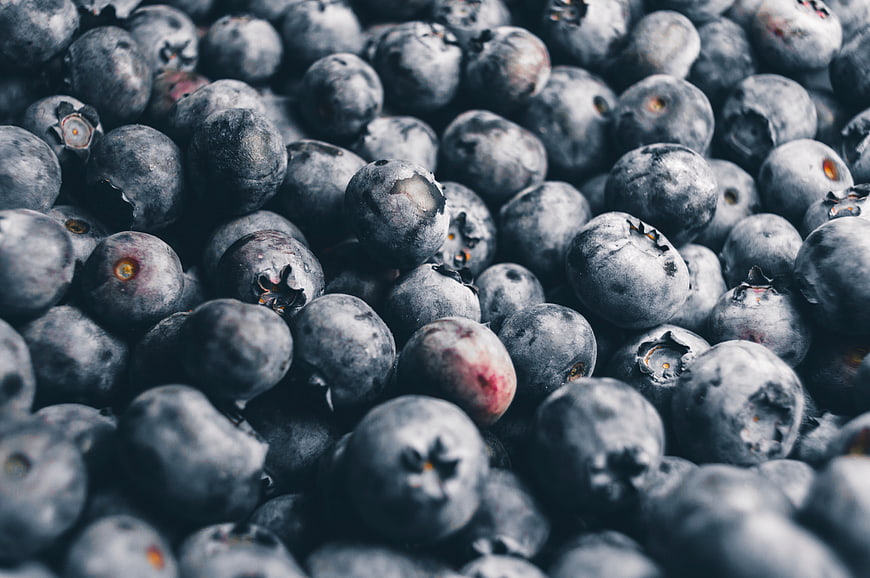 Close-up of fresh blueberries with natural texture