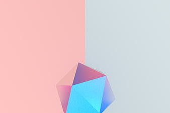 Abstract Geometric Crystal on Pastel Pink and Blue Background