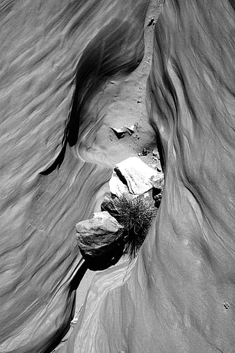 Black and white abstract slot canyon rock formations