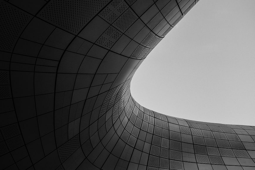 Abstract Black and White Modern Architecture Curved Facade
