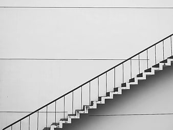 Minimalist Black and White Staircase with Large Copyspace