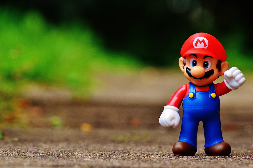 Super Mario Figure on Outdoor Path