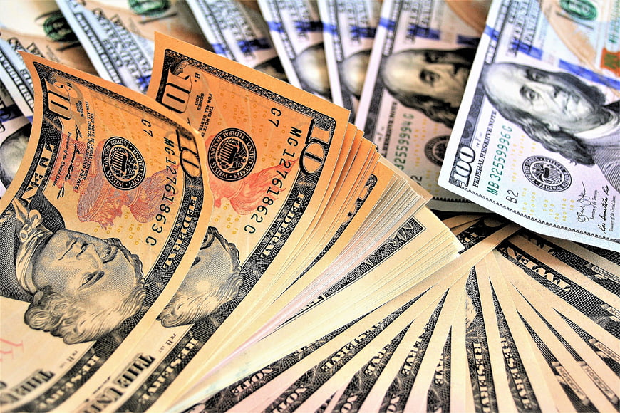 Fanned US Dollar Bills Close Up