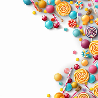 Colorful Candy Border on White Background