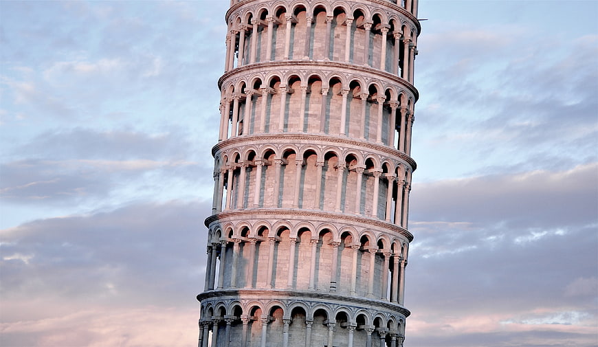 Leaning Tower of Pisa against a cloudy sky