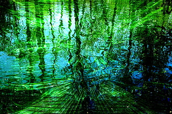 Abstract green and blue water reflection texture