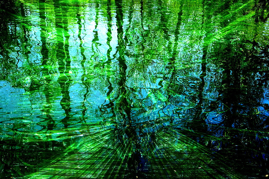 Abstract green and blue water reflection texture