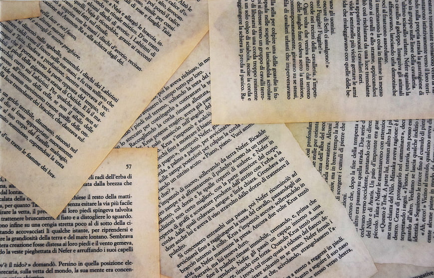 Vintage Open Book Pages With Italian Text And Aged Paper Texture