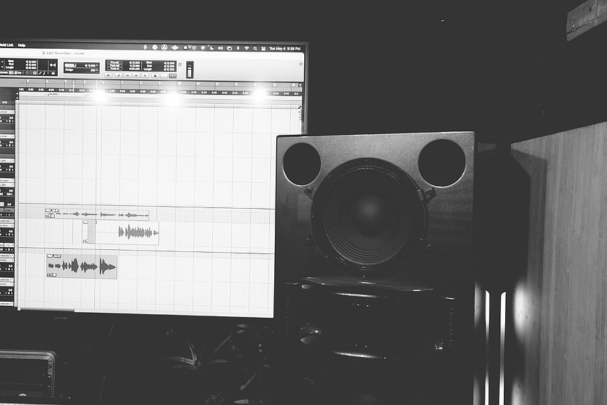 Black and White Music Production Studio Setup