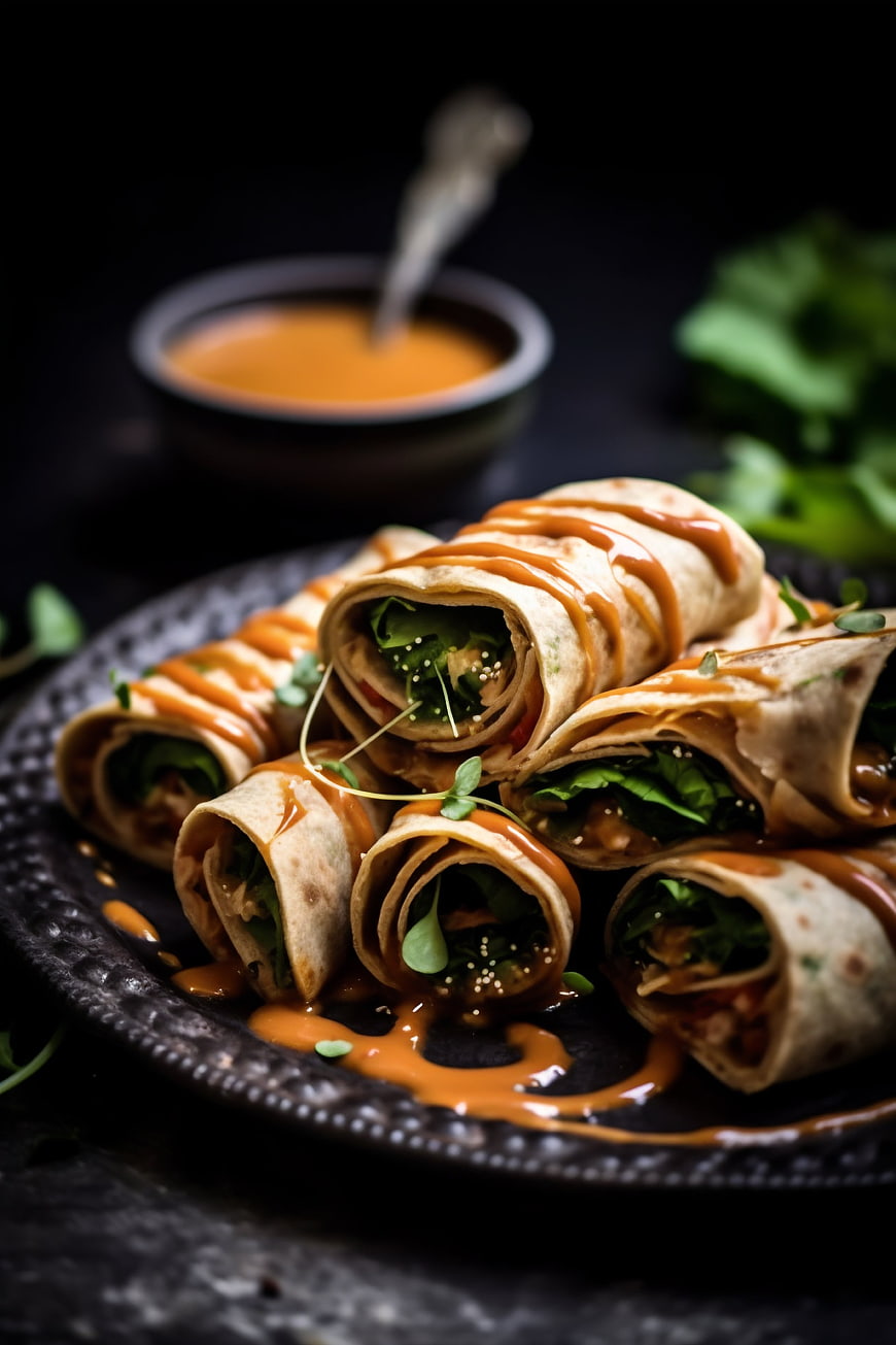 Vegan Sweet Potato Wraps with Spicy Sauce