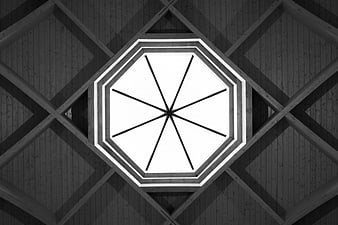 Symmetrical octagonal skylight in modern concrete ceiling