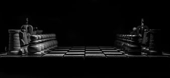 Dramatic Black and White Chess Board Setup
