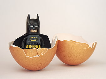 Batman Lego Minifigure Hatching from Egg Shell