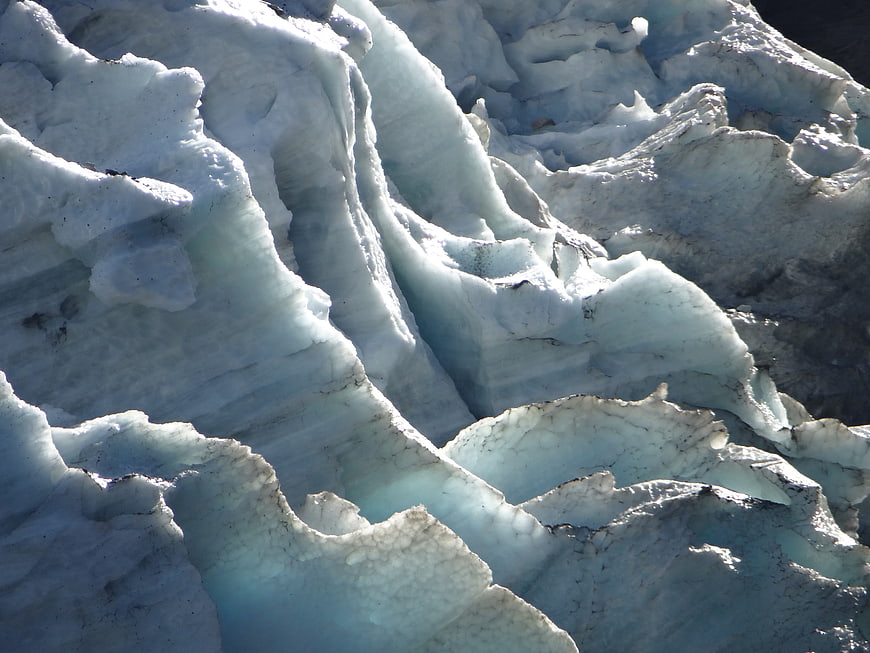 Close-up of textured blue glacier ice formations