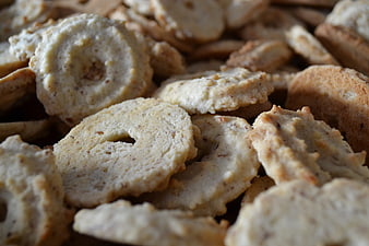 Close-up of rustic shortbread cookies with visible texture
