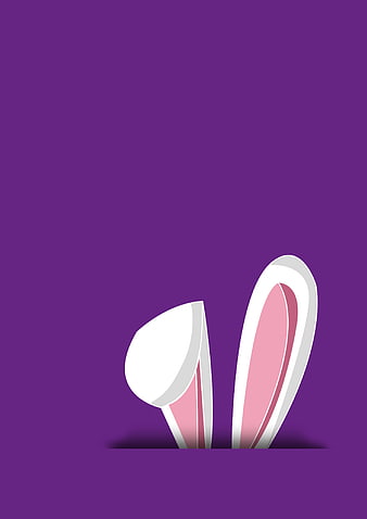 Minimalist White Rabbit Ears Vector Illustration on Purple Background