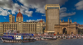 Gateway of India and Taj Mahal Palace Hotel Mumbai Skyline