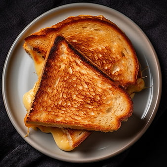 Golden Grilled Cheese Sandwich on Gray Plate