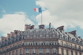 Hotel du Louvre Paris with French Flag