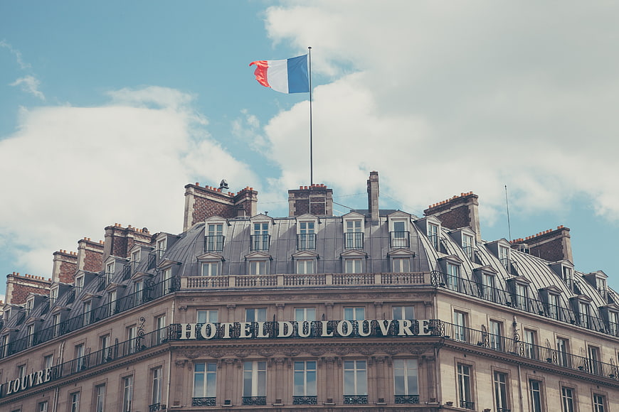 Hotel du Louvre Paris with French Flag